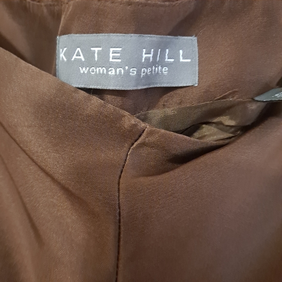 Kate Hill 100% Silk High Waisted Chocolate Brown Trousers - Picture 3 of 5